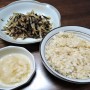 菊芋の炒め物・酢タマネギ・玄米ご飯